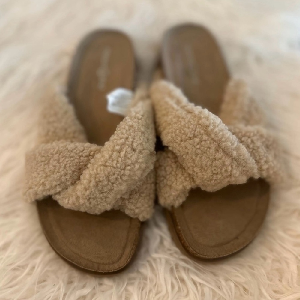 Davina Faux Sherpa Slip-On Sandals
